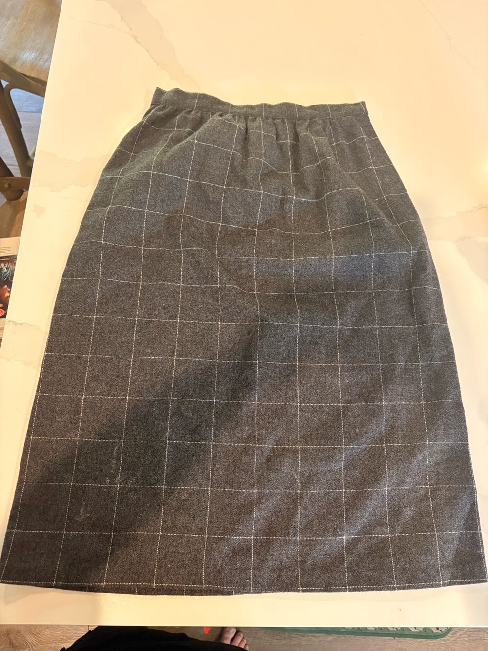 Vintage Gray Windowpane Midi Skirt